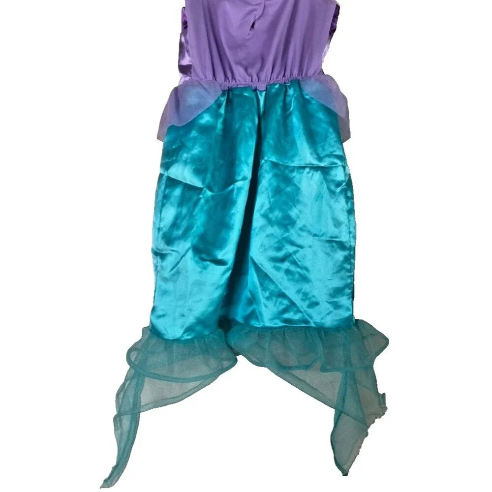 Disney Princess Ariel Little Mermaid Dress Costume w/ Crown & Purse - Size 4-6X - Picture 7 of 16